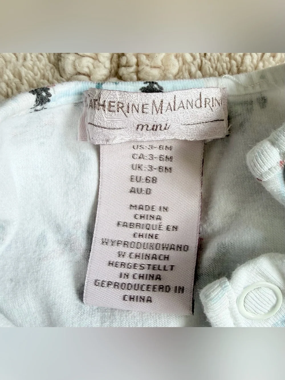 Catherine Malandrino Baby Girl 3-6M Outfit - Bodysuit Pants & Fuzzy Vest 3pc Set